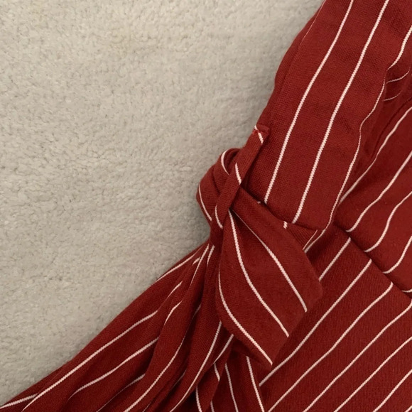 BURNT Umber color form fitting stripes dress, XS-S - Picture 14 of 15